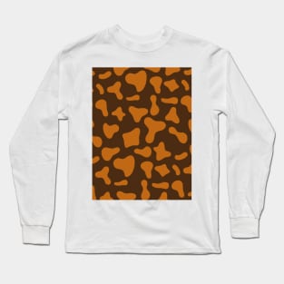 Choco Brown Caramel Cow Print Pattern Long Sleeve T-Shirt